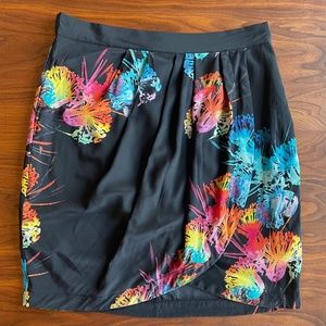 Yumi Kim silk wrap tulip mini skirt in rainbow floral